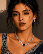 Victoria Blue Necklace Set | Royal Blue AD Jewellery | Adila