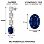 Victoria Blue Necklace Set | Royal Blue AD Jewellery |  measurements |Adila Jewels