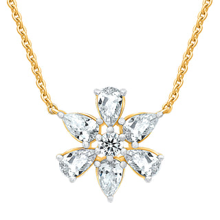 Flower Shape Pear and Round Cut Moissanite Stone Necklace in 925 Sterling Silver - Adila