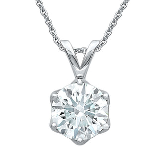 Round Shape Moissanite Solitaire Stone Pendant in 925 Sterling Silver - Adila