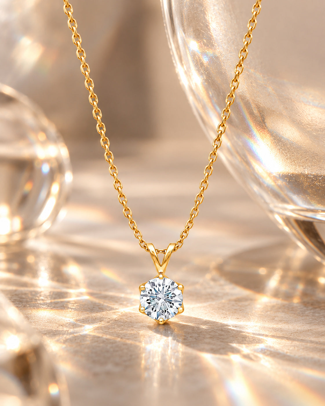 Elara Round Moissanite Solitaire Pendant