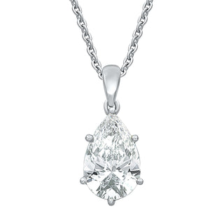 Pear Shape Moissanite Solitaire Stone Pendant in 925 Sterling Silver - Adila