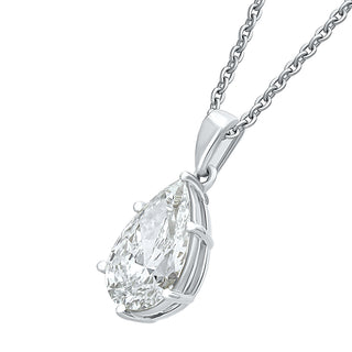 Pear Shape Moissanite Solitaire Stone Pendant in 925 Sterling Silver - Adila