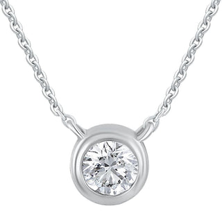 Bezel Round Moissanite Necklace in 925 Sterling Silver - Adila