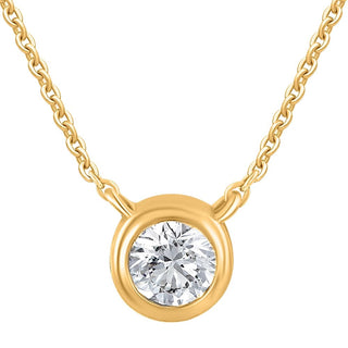 Bezel Round Moissanite Necklace in 925 Sterling Silver - Adila