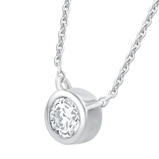 Bezel Round Moissanite Necklace in 925 Sterling Silver - Adila