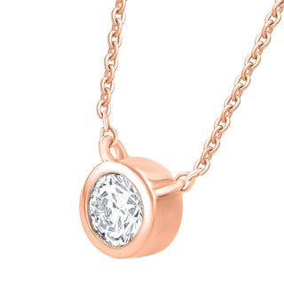 Bezel Set Round Diamond Necklace in Gold - Adila