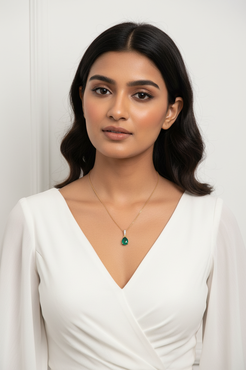 Emerald Fizz Green Gemstone Silver Pendant