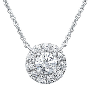 Celeste Halo Moissanite Stone Pendant with chain in 925 Sterling Silver - Necklace