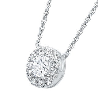 Celeste Halo Moissanite Stone Pendant with chain in 925 Sterling Silver - Necklace