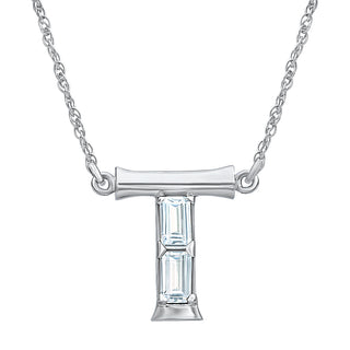 Alpahbet T Moissanite Necklace in 925 Sterling Silver - Adila