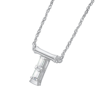 Alpahbet T Moissanite Necklace in 925 Sterling Silver - Adila