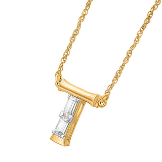 Alpahbet T Moissanite Necklace in 925 Sterling Silver - Adila