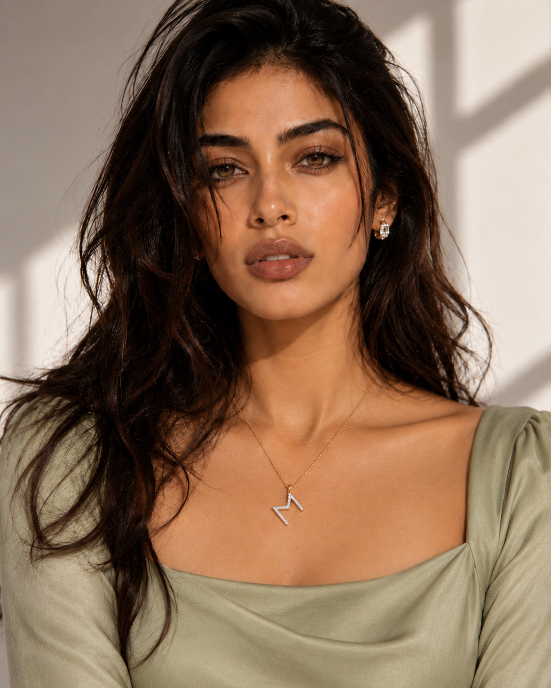 Classic M Moissanite Initial Necklace