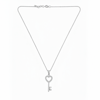 Zaria Heart Key Moissanite Silver Pendant