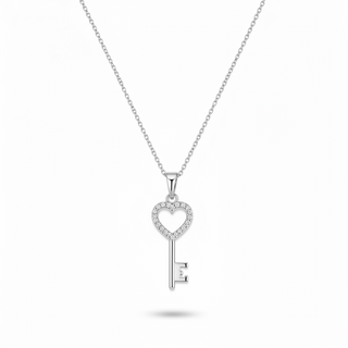 Zaria Heart Key Moissanite Silver Pendant