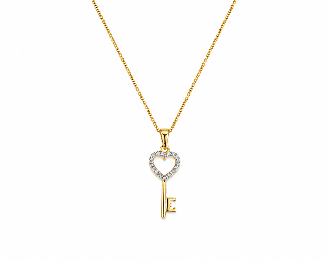 Zaria Heart Key Pendant Silver | Adila Jewels