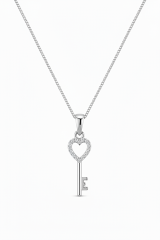 Zaria Heart Key Moissanite Silver Pendant