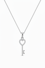 Zaria Heart Key Moissanite Silver Pendant