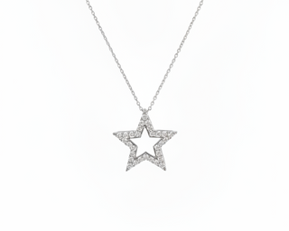 Star-shaped pendant necklace on a white background