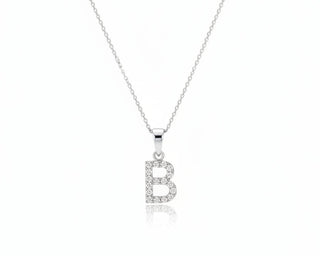 Timeless B Moissanite Pendant | Silver Alphabet Pendant