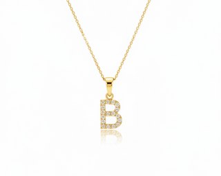 Timeless B Moissanite Pendant | Silver Alphabet Pendant