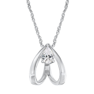 Pear Shape Metal with Pear Cut Moissanite Stone Necklace in 925 Sterling Silver - Adila