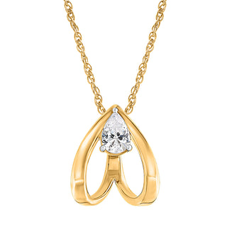 Pear Shape Metal with Pear Cut Moissanite Stone Necklace in 925 Sterling Silver - Adila