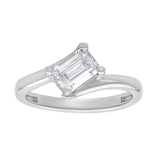 Eternal Glow Radiant Solitaire Moissanite Stone Ring in Sterling Silver