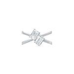 Two Stone Radiant Cut Crossover Moissanite Ring