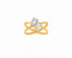 Two Stone Radiant Cut Crossover Moissanite Ring