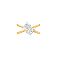 Two Stone Radiant Cut Crossover Moissanite Ring