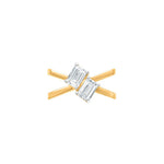 Two Stone Radiant Cut Crossover Moissanite Ring