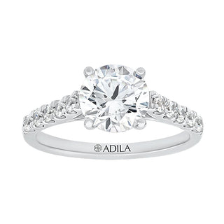 The Cathedral Round Ring with Moissanite Stones in 925 Sterling Silver - Adila