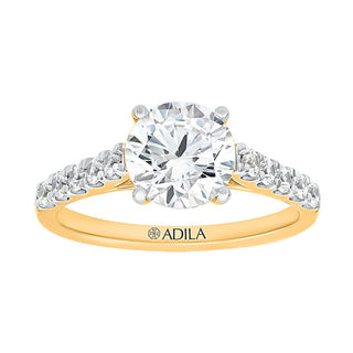 The Cathedral Round Ring with Diamonds in Gold - Adila