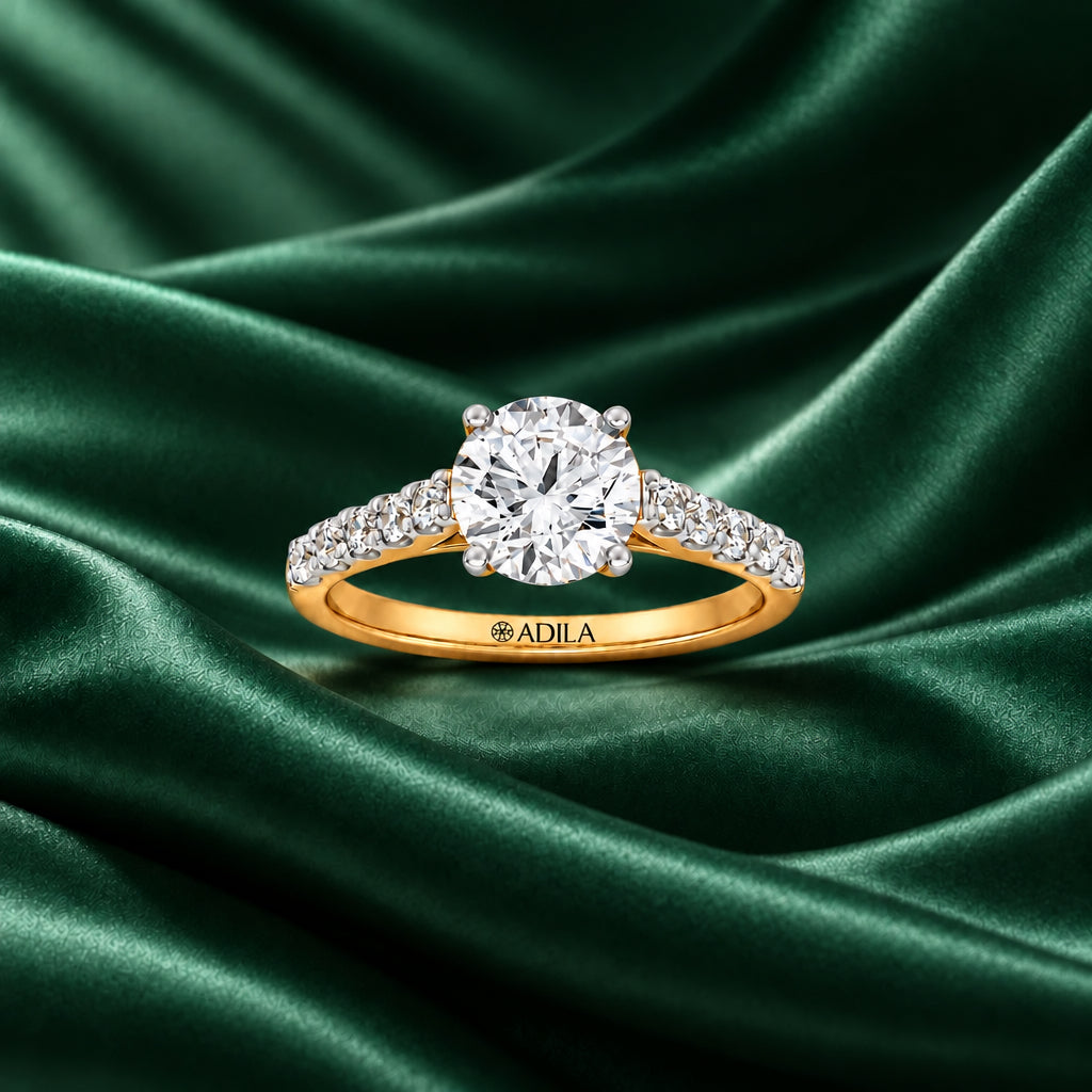 The Cathedral Round Moissanite Ring