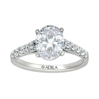 The Cathedral Oval Ring with Diamonds in Gold - Adila