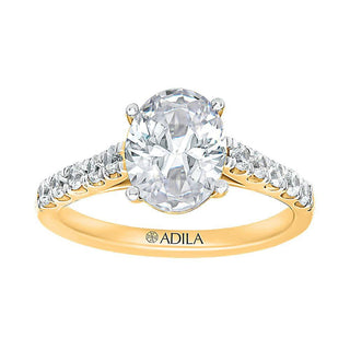 The Cathedral Oval Ring with Diamonds in Gold - Adila