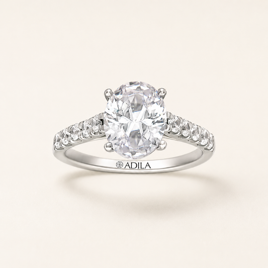 The Cathedral Oval Moissanite Ring