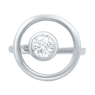 Aura Round Moissanite Stone Ring in Sterling Silver