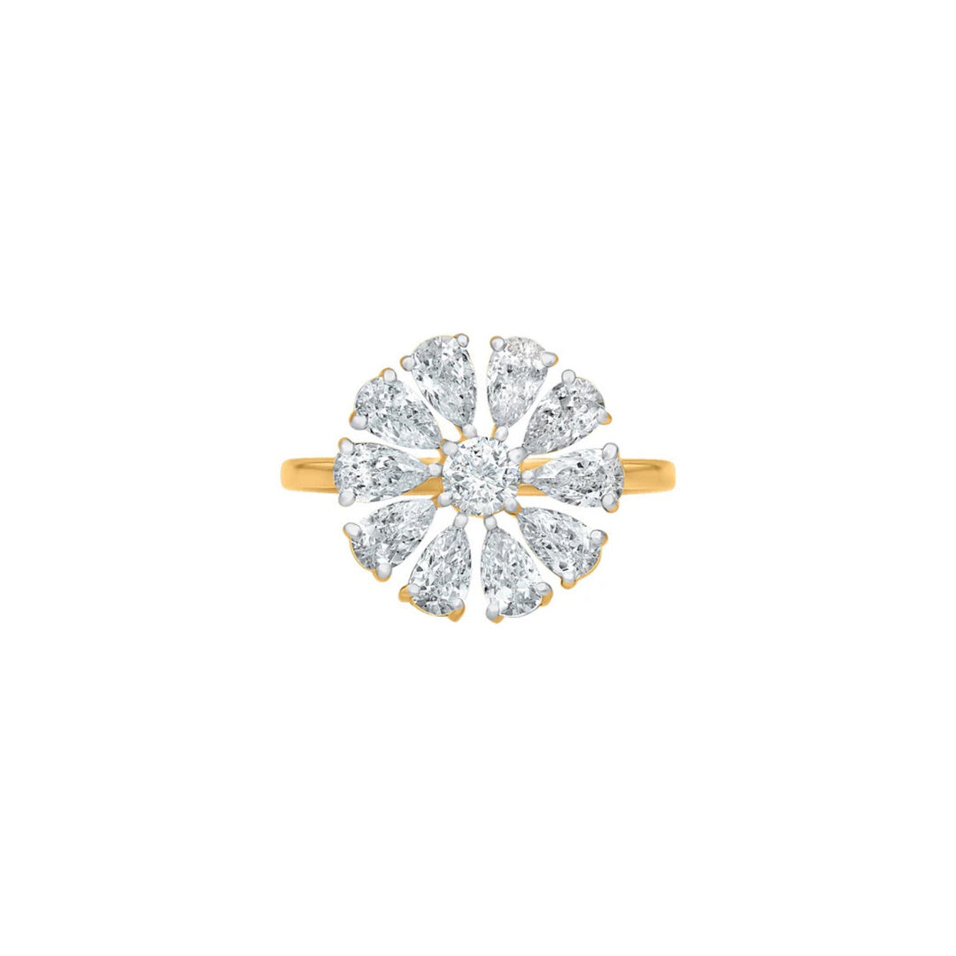 Pear Flower Shape Moissanite Ring