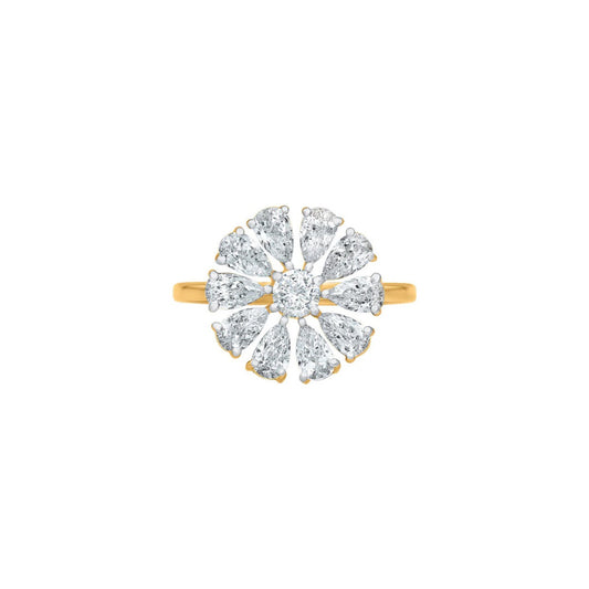Pear Flower Shape Moissanite Ring