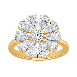 Pear Flower Shape Ring with Moissanite Stone in 925 Sterling Silver - Adila