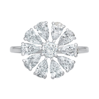 Pear Flower Shape Ring with Moissanite Stone in 925 Sterling Silver - Adila