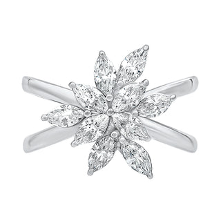 Marquise Flower Shape Ring with Moissanite Stone in 925 Sterling Silver - Adila