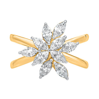 Marquise Flower Shape Ring with Moissanite Stone in 925 Sterling Silver - Adila