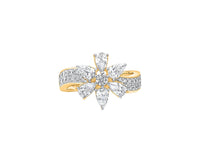 Pear and Round Moissanite Flower Shape Ring
