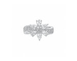 Pear and Round Moissanite Flower Shape Ring