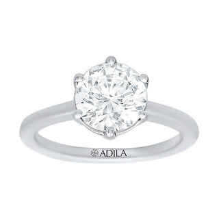 The Classic Round Solitaire ring with a Two Carat Diamond in 925 Sterling Silver - Adila