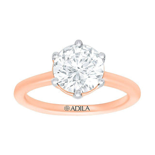 The Classic Round Solitaire ring with a Two Carat Diamond in Gold - Adila